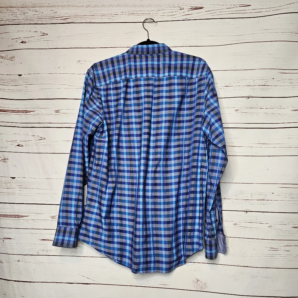Banana Republic Slim Fit Blue Plaid Button Down Shirt